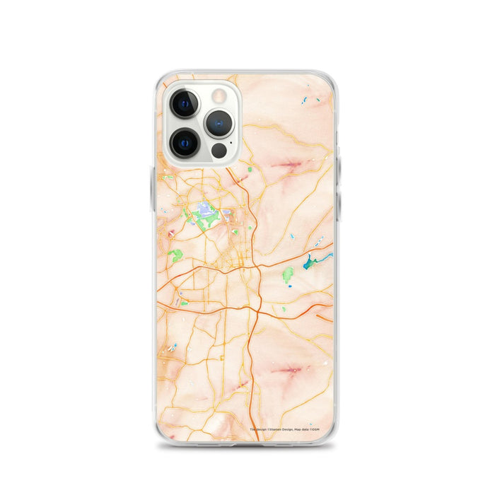 Custom Winston-Salem North Carolina Map iPhone 12 Pro Phone Case in Watercolor
