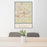 24x36 Winston-Salem North Carolina Map Print Portrait Orientation in Woodblock Style Behind 2 Chairs Table and Potted Plant