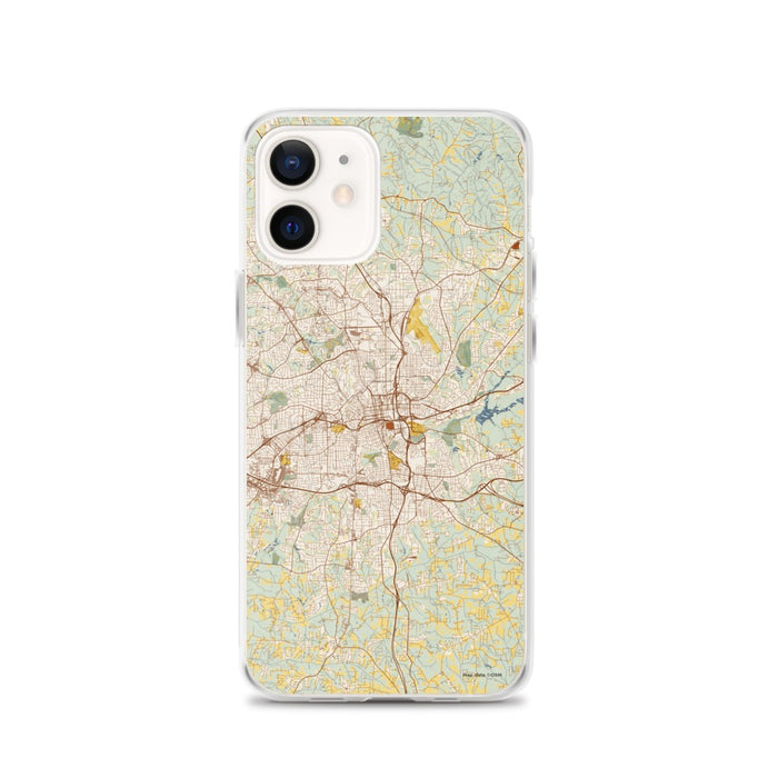 Custom Winston-Salem North Carolina Map iPhone 12 Phone Case in Woodblock