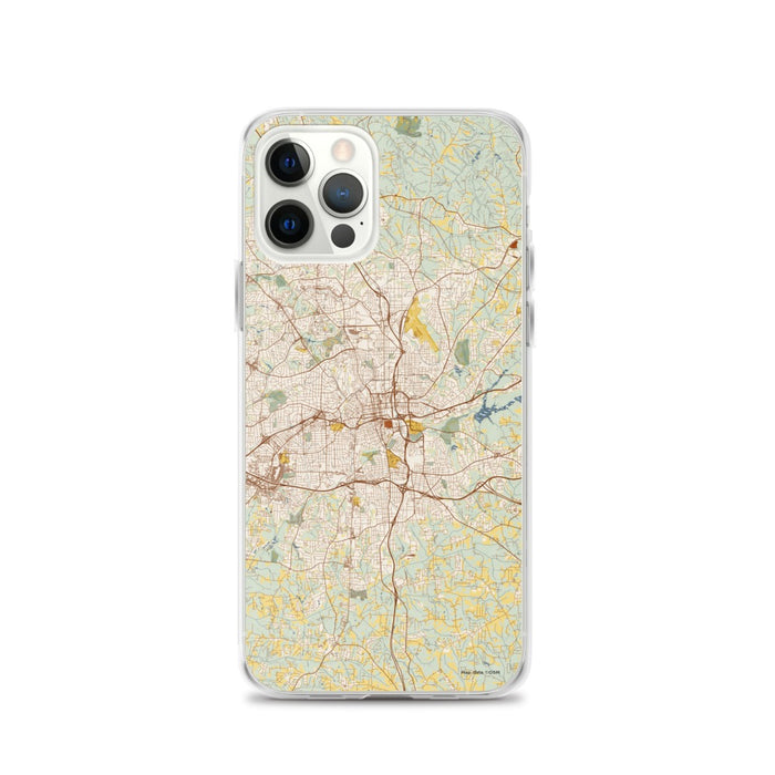 Custom Winston-Salem North Carolina Map iPhone 12 Pro Phone Case in Woodblock