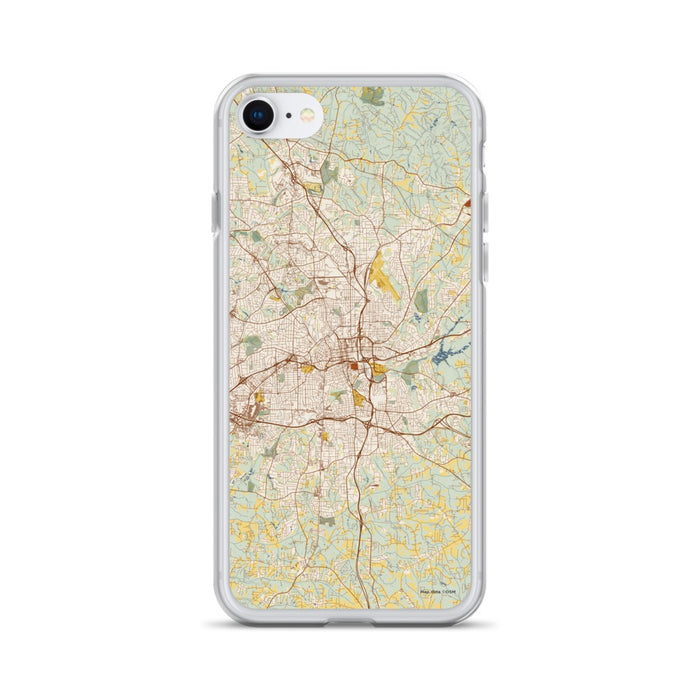 Custom Winston-Salem North Carolina Map iPhone SE Phone Case in Woodblock
