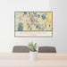 24x36 Winter Haven Florida Map Print Lanscape Orientation in Woodblock Style Behind 2 Chairs Table and Potted Plant