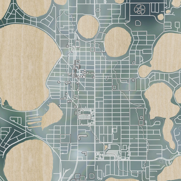 Winter Haven Florida Map Print in Afternoon Style Zoomed In Close Up Showing Details