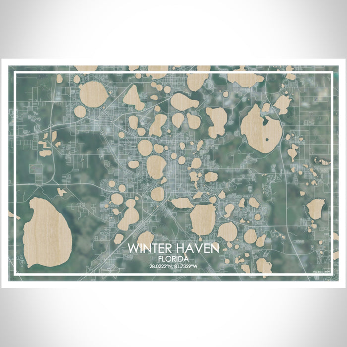 Winter Haven Florida Map Print Landscape Orientation in Afternoon Style With Shaded Background