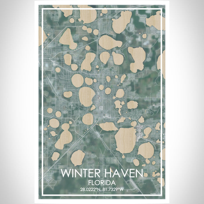 Winter Haven Florida Map Print Portrait Orientation in Afternoon Style With Shaded Background