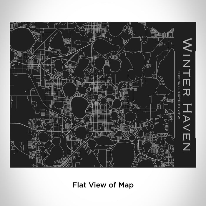 Rendered View of Winter Haven Florida Map Engraving on 20oz Stainless Steel Insulated Bottle with Bamboo Top in Black