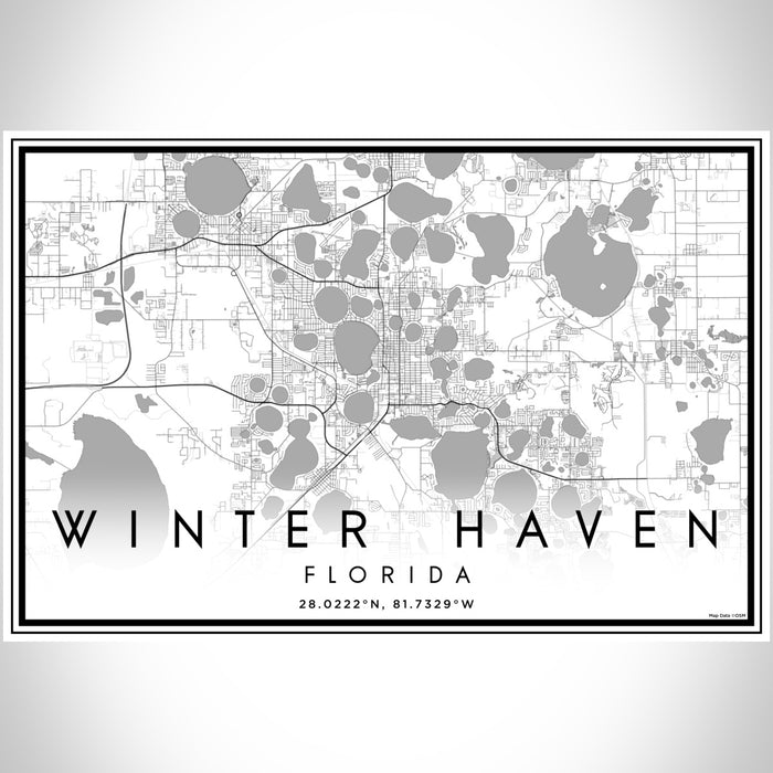 Winter Haven Florida Map Print Landscape Orientation in Classic Style With Shaded Background