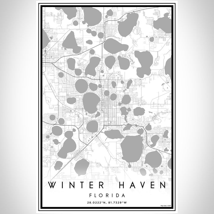 Winter Haven Florida Map Print Portrait Orientation in Classic Style With Shaded Background