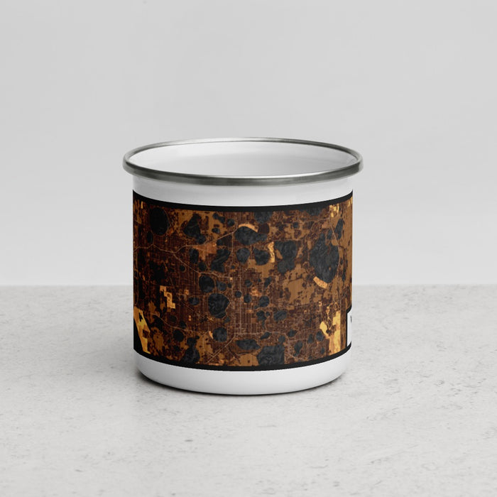 Front View Custom Winter Haven Florida Map Enamel Mug in Ember