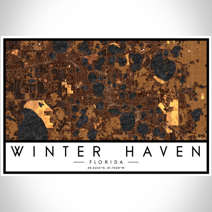 Winter Haven Florida Map Print Landscape Orientation in Ember Style With Shaded Background