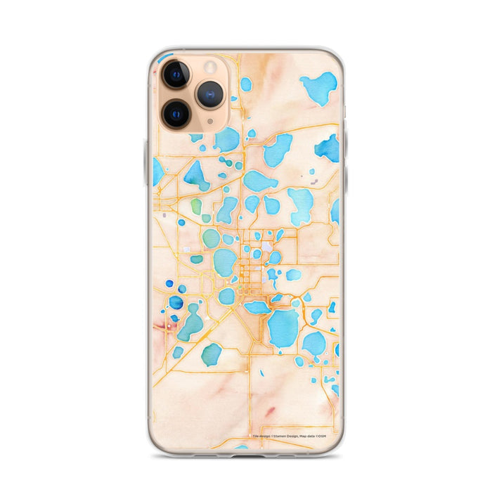 Custom iPhone 11 Pro Max Winter Haven Florida Map Phone Case in Watercolor