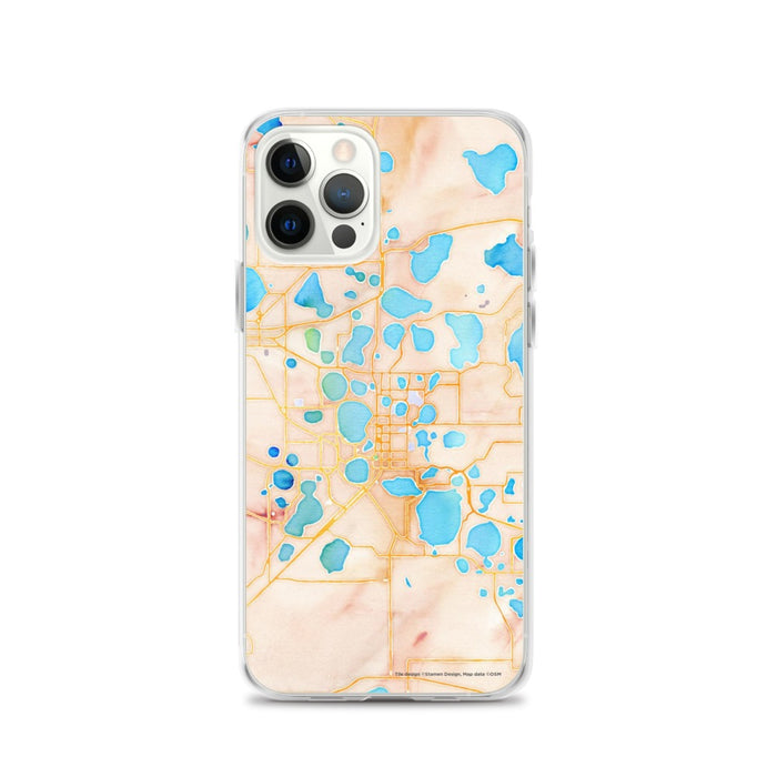 Custom iPhone 12 Pro Winter Haven Florida Map Phone Case in Watercolor