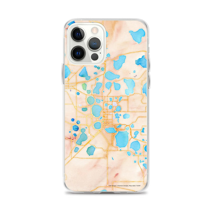 Custom iPhone 12 Pro Max Winter Haven Florida Map Phone Case in Watercolor