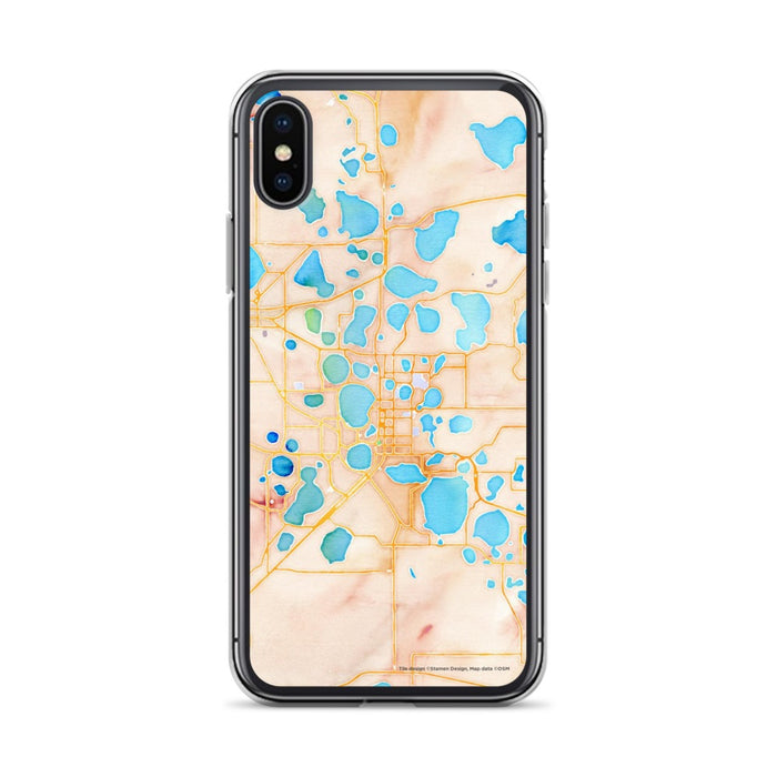 Custom iPhone X/XS Winter Haven Florida Map Phone Case in Watercolor