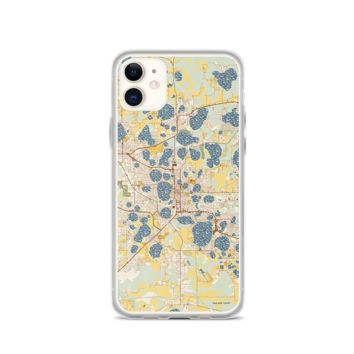 Custom iPhone 11 Winter Haven Florida Map Phone Case in Woodblock