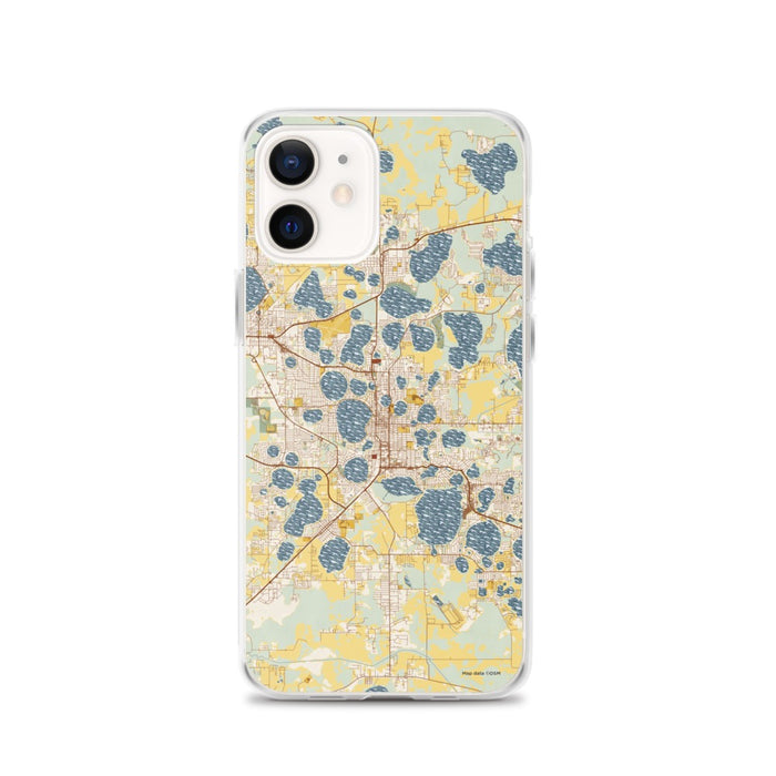 Custom iPhone 12 Winter Haven Florida Map Phone Case in Woodblock