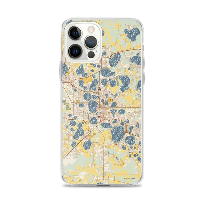 Custom iPhone 12 Pro Max Winter Haven Florida Map Phone Case in Woodblock