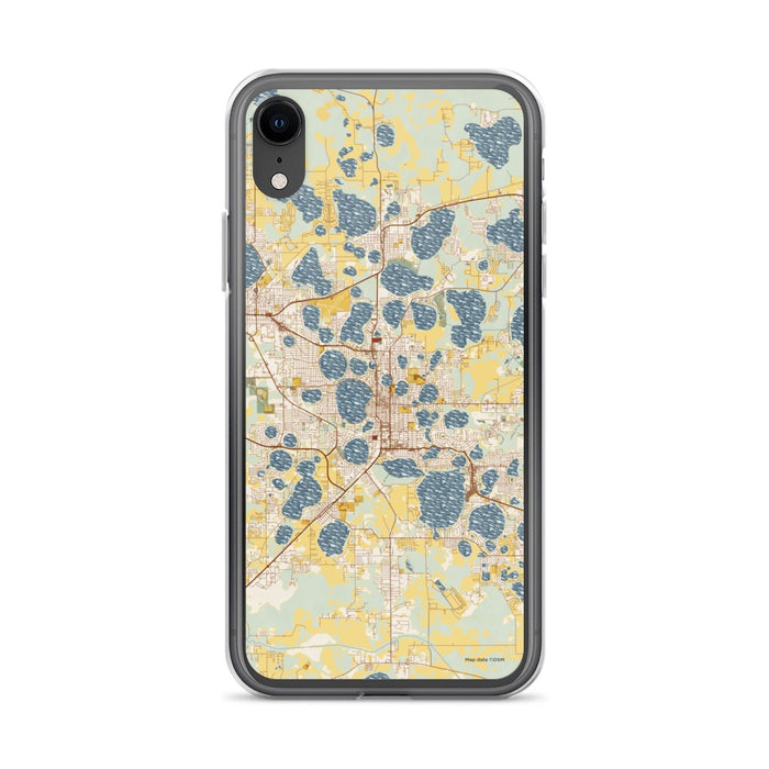Custom iPhone XR Winter Haven Florida Map Phone Case in Woodblock