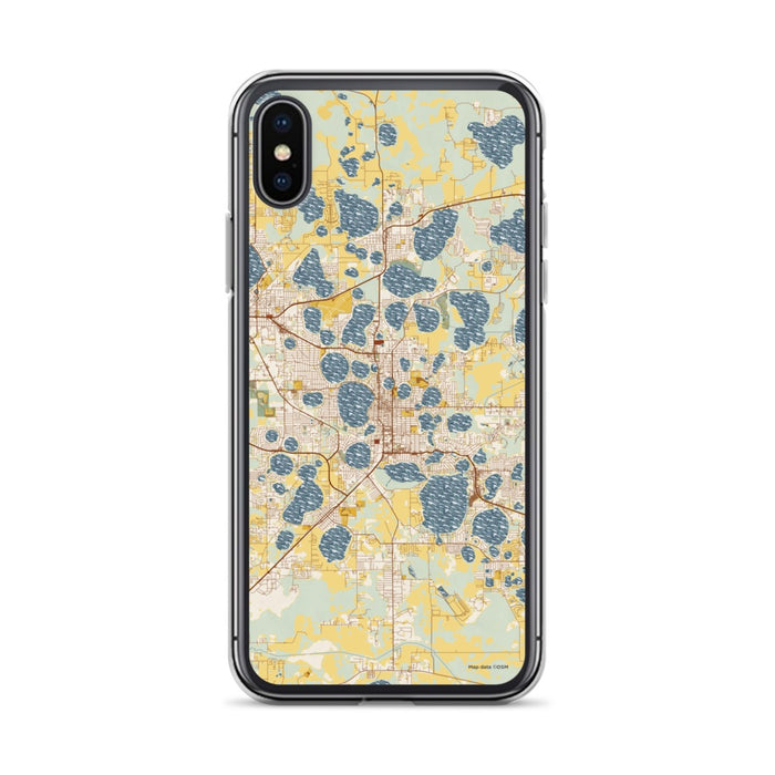 Custom iPhone X/XS Winter Haven Florida Map Phone Case in Woodblock
