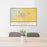 24x36 Winters California Map Print Lanscape Orientation in Woodblock Style Behind 2 Chairs Table and Potted Plant