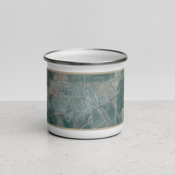 Front View Custom Winters California Map Enamel Mug in Afternoon