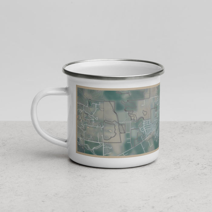 Left View Custom Winters California Map Enamel Mug in Afternoon