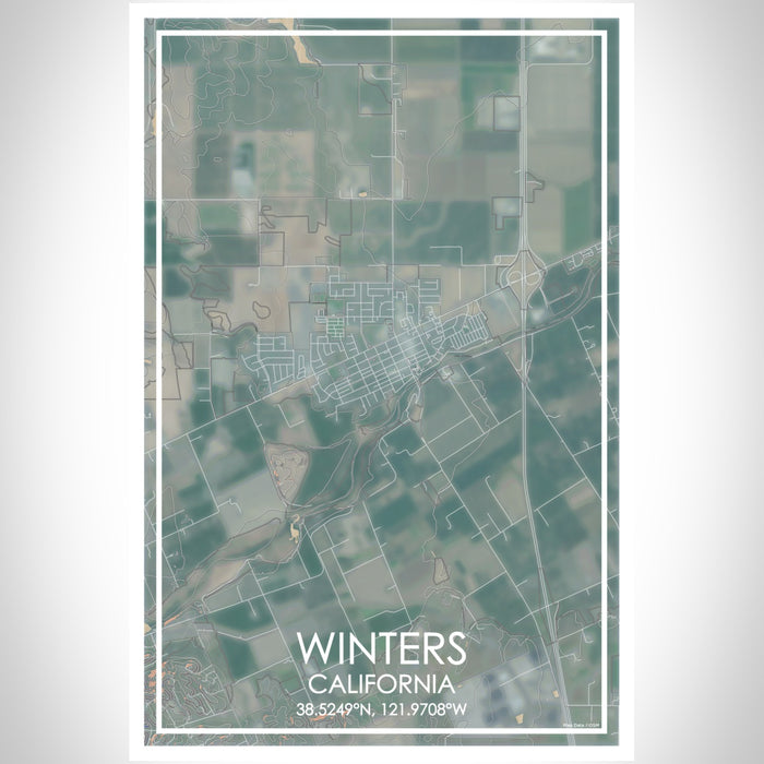 Winters California Map Print Portrait Orientation in Afternoon Style With Shaded Background