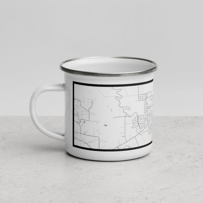 Left View Custom Winters California Map Enamel Mug in Classic