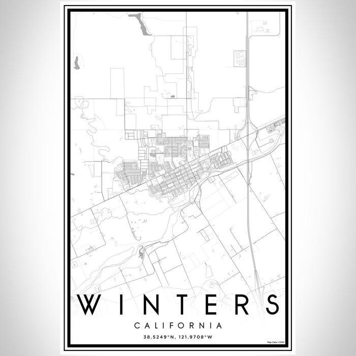 Winters California Map Print Portrait Orientation in Classic Style With Shaded Background