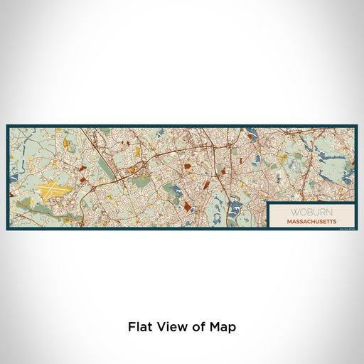 Flat View of Map Custom Woburn Massachusetts Map Enamel Mug in Woodblock