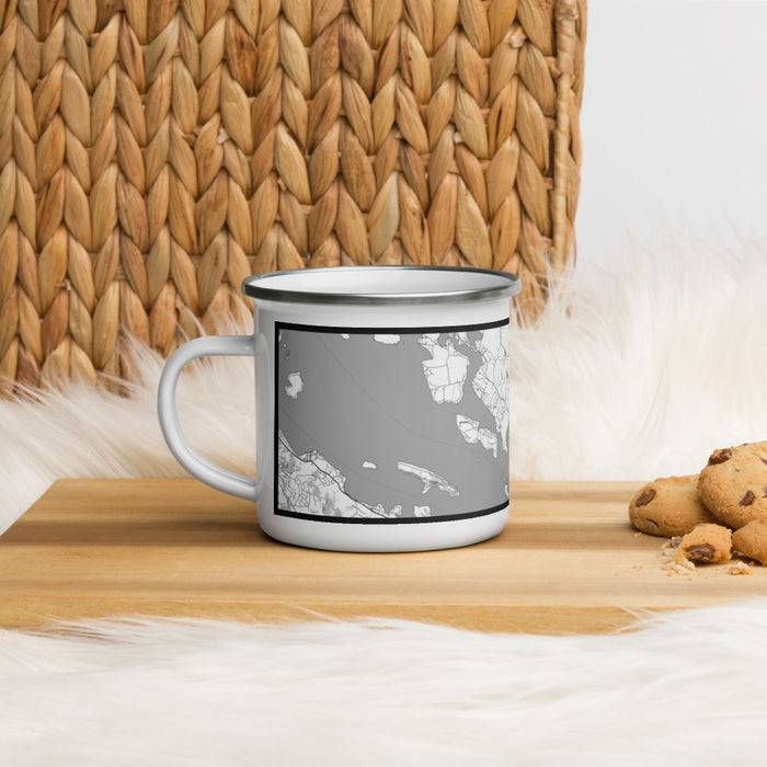 Left View Custom Wolfeboro New Hampshire Map Enamel Mug in Classic on Table Top