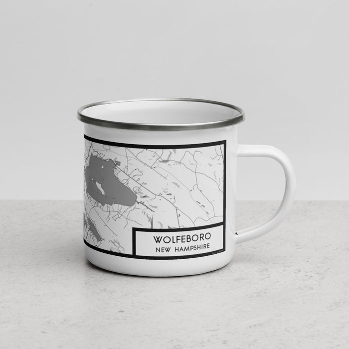 Right View Custom Wolfeboro New Hampshire Map Enamel Mug in Classic