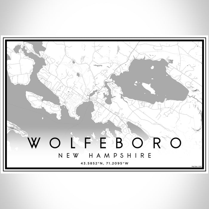 Wolfeboro New Hampshire Map Print Landscape Orientation in Classic Style With Shaded Background