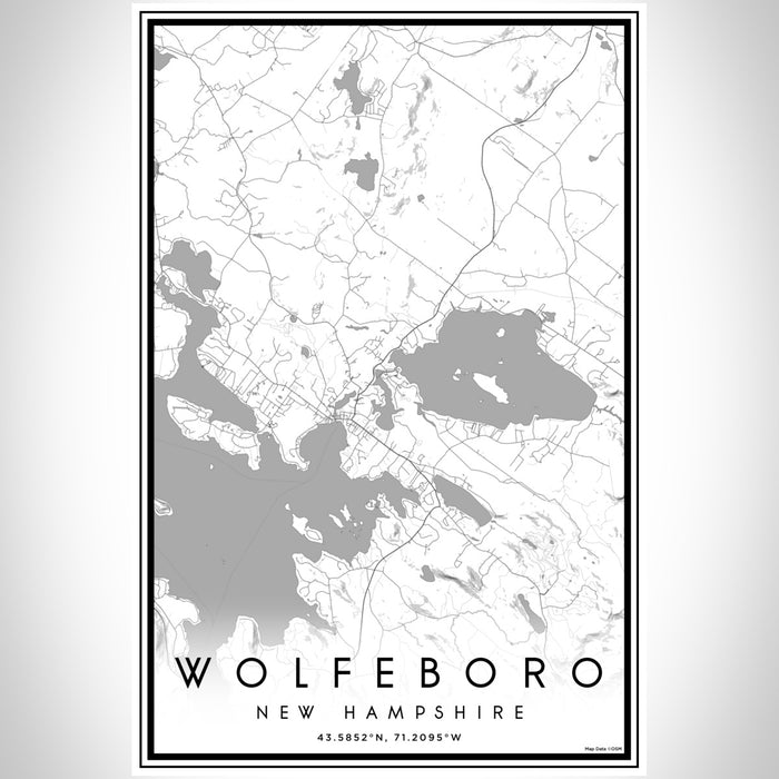 Wolfeboro New Hampshire Map Print Portrait Orientation in Classic Style With Shaded Background
