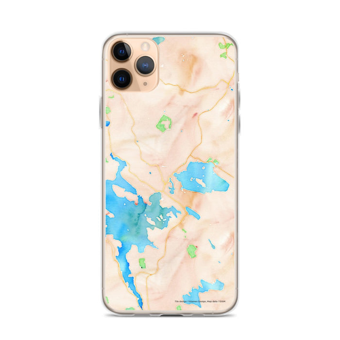 Custom iPhone 11 Pro Max Wolfeboro New Hampshire Map Phone Case in Watercolor