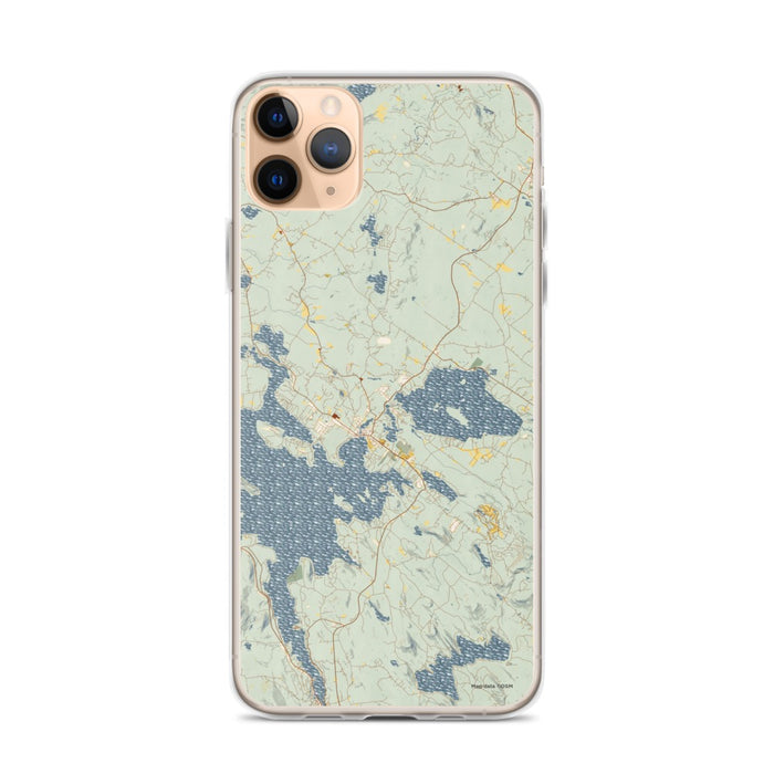 Custom iPhone 11 Pro Max Wolfeboro New Hampshire Map Phone Case in Woodblock