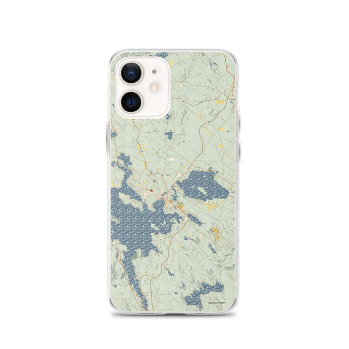 Custom iPhone 12 Wolfeboro New Hampshire Map Phone Case in Woodblock