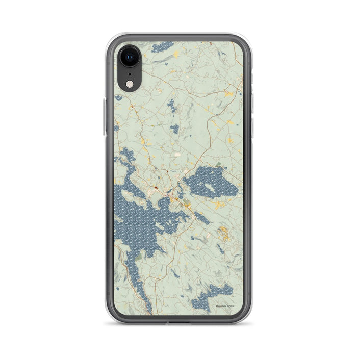 Custom iPhone XR Wolfeboro New Hampshire Map Phone Case in Woodblock