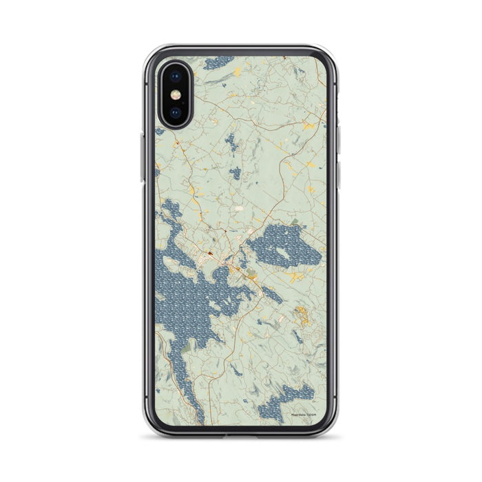 Custom iPhone X/XS Wolfeboro New Hampshire Map Phone Case in Woodblock