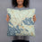 Person holding 18x18 Custom Wolfeboro New Hampshire Map Throw Pillow in Woodblock