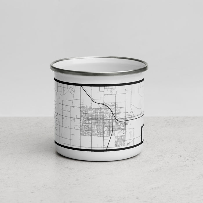 Front View Custom Woodland California Map Enamel Mug in Classic