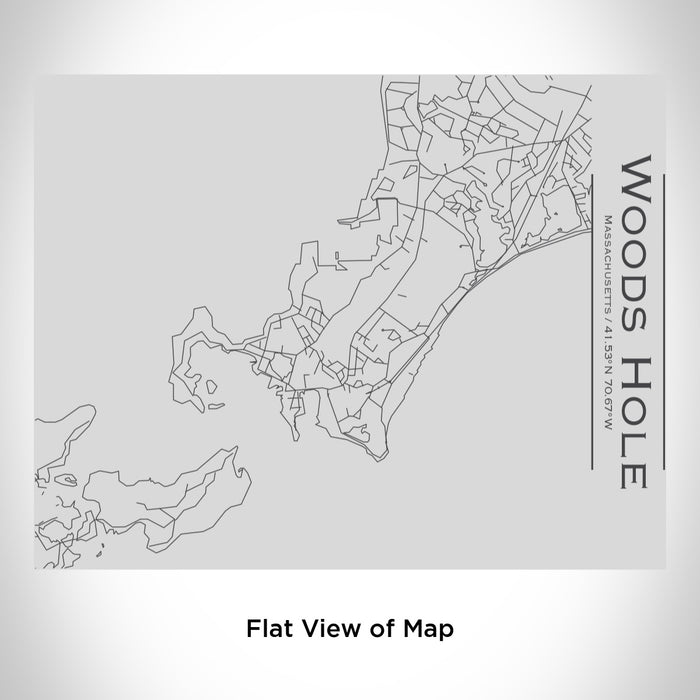 Rendered View of Woods Hole Massachusetts Map Engraving on 20oz Stainless Steel Insulated Bottle with Bamboo Top