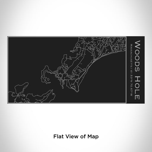 Rendered View of Woods Hole Massachusetts Map Engraving on 17oz Stainless Steel Insulated Cola Bottle in Black