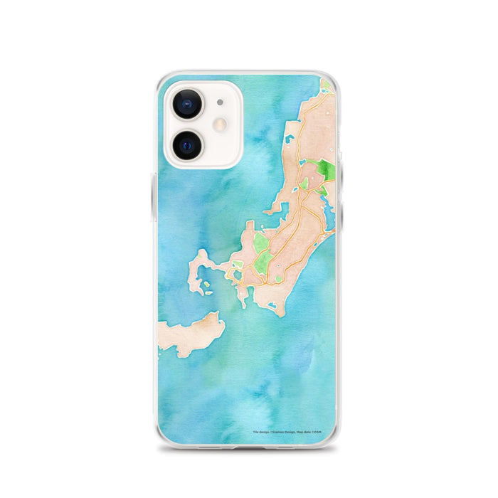 Custom iPhone 12 Woods Hole Massachusetts Map Phone Case in Watercolor