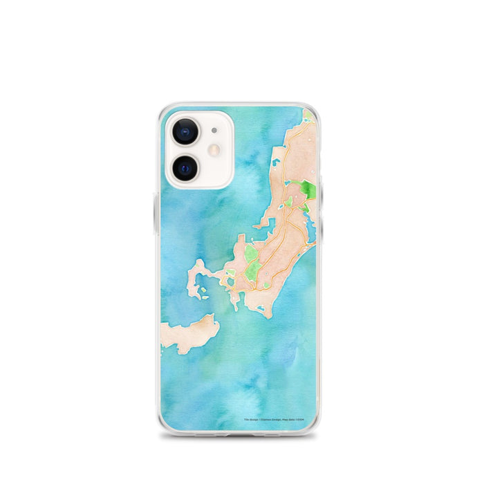 Custom iPhone 12 mini Woods Hole Massachusetts Map Phone Case in Watercolor