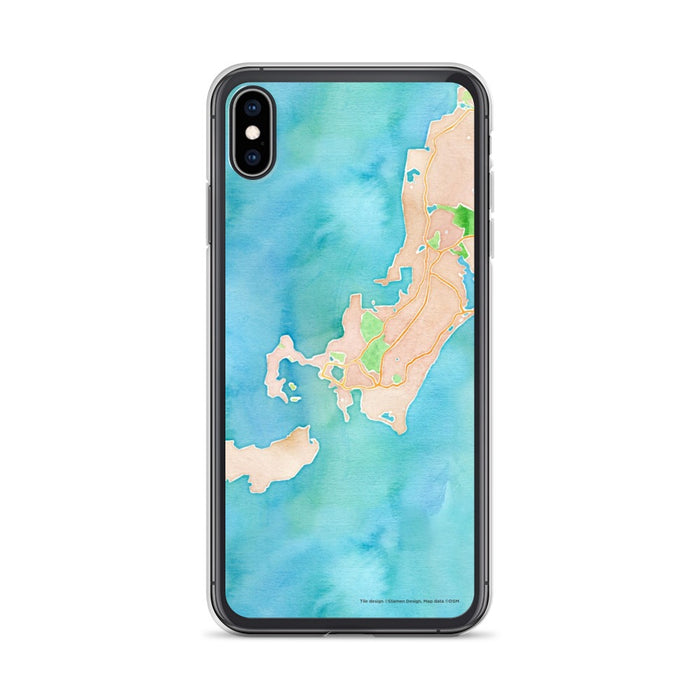 Custom iPhone XS Max Woods Hole Massachusetts Map Phone Case in Watercolor