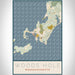 Woods Hole Massachusetts Map Print Portrait Orientation in Woodblock Style With Shaded Background