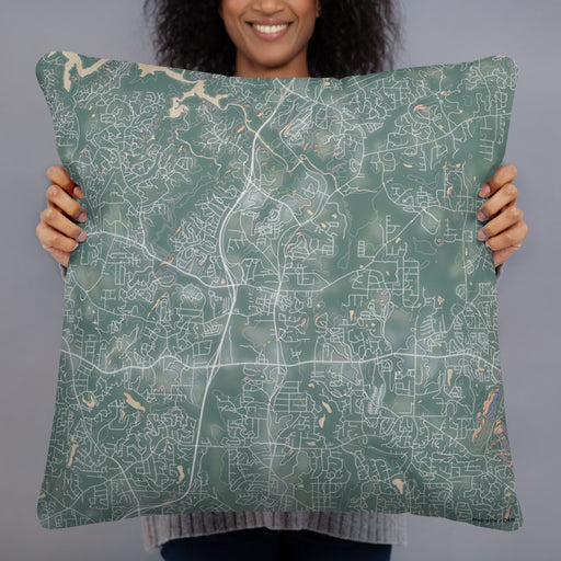 Person holding 22x22 Custom Woodstock Georgia Map Throw Pillow in Afternoon