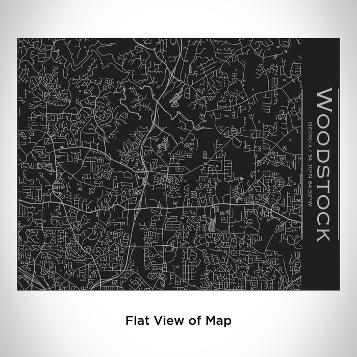 Rendered View of Woodstock Georgia Map Engraving on 20oz Stainless Steel Insulated Bottle with Bamboo Top in Black