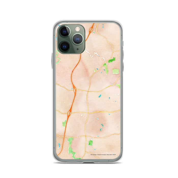 Custom iPhone 11 Pro Woodstock Georgia Map Phone Case in Watercolor